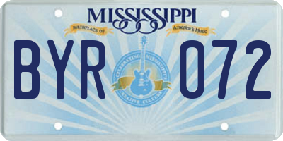 MS license plate BYR072