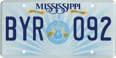 MS license plate BYR092