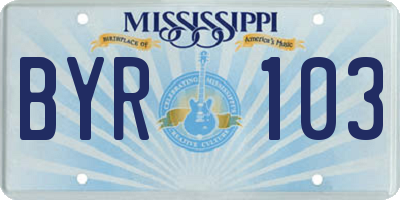 MS license plate BYR103