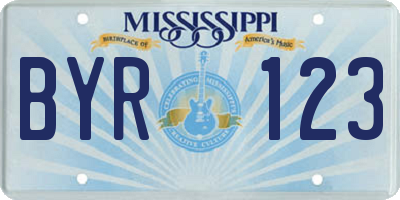 MS license plate BYR123