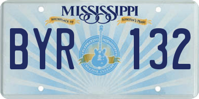 MS license plate BYR132