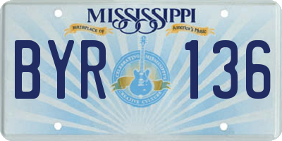 MS license plate BYR136