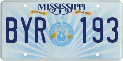 MS license plate BYR193