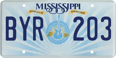 MS license plate BYR203
