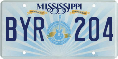 MS license plate BYR204