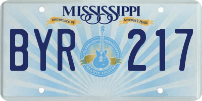 MS license plate BYR217