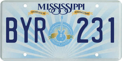 MS license plate BYR231