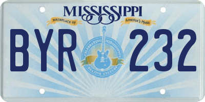 MS license plate BYR232