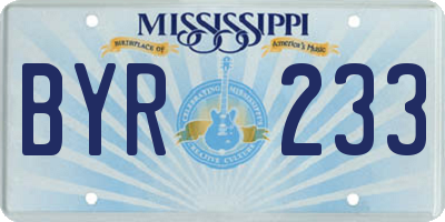 MS license plate BYR233
