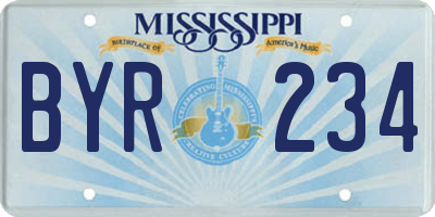 MS license plate BYR234