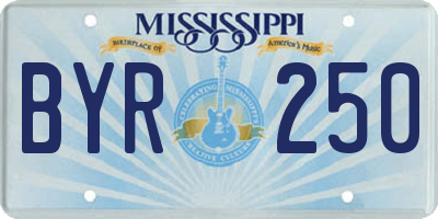 MS license plate BYR250