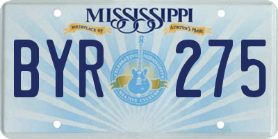 MS license plate BYR275