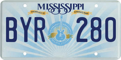 MS license plate BYR280
