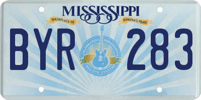 MS license plate BYR283
