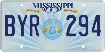MS license plate BYR294