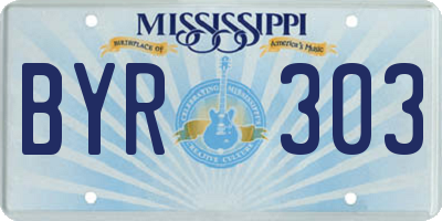 MS license plate BYR303