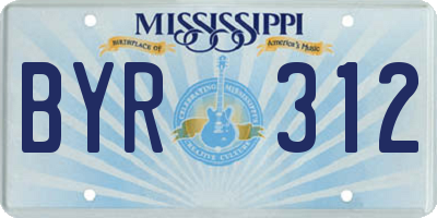 MS license plate BYR312
