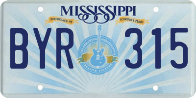 MS license plate BYR315
