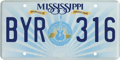 MS license plate BYR316