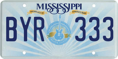 MS license plate BYR333