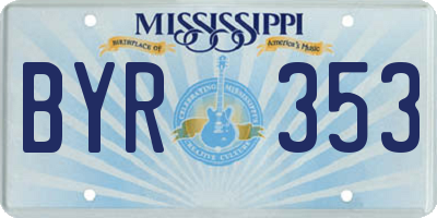 MS license plate BYR353