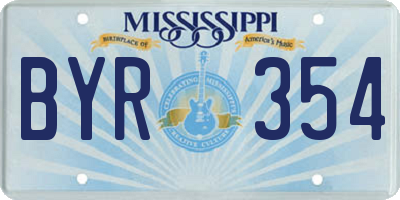 MS license plate BYR354
