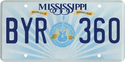 MS license plate BYR360