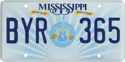 MS license plate BYR365