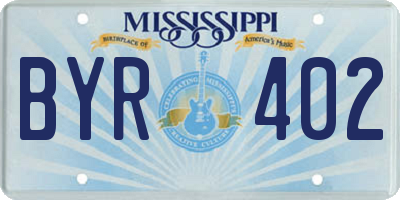 MS license plate BYR402