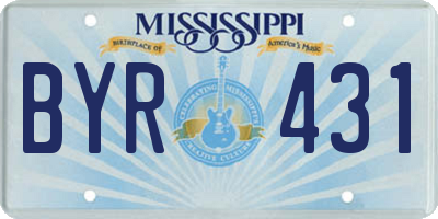 MS license plate BYR431