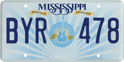 MS license plate BYR478