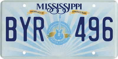 MS license plate BYR496