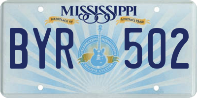 MS license plate BYR502