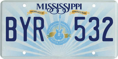 MS license plate BYR532
