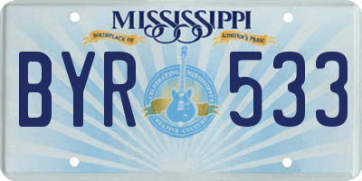 MS license plate BYR533