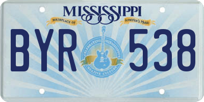 MS license plate BYR538