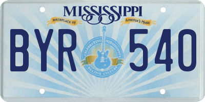 MS license plate BYR540