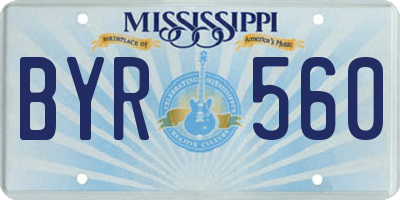 MS license plate BYR560