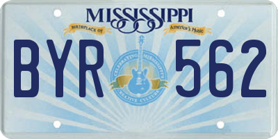 MS license plate BYR562