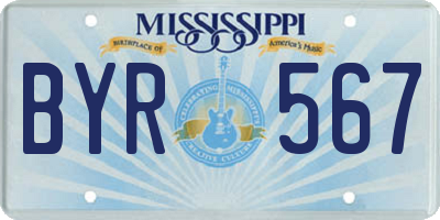 MS license plate BYR567