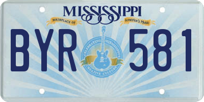 MS license plate BYR581