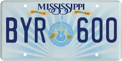 MS license plate BYR600