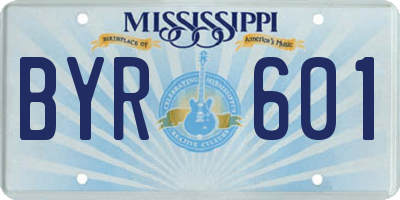 MS license plate BYR601
