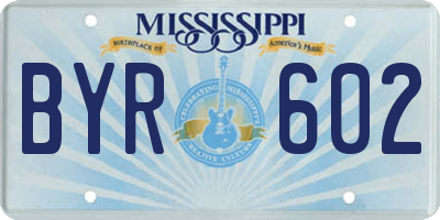 MS license plate BYR602