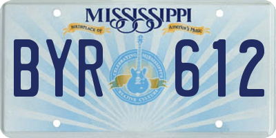 MS license plate BYR612
