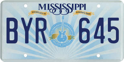 MS license plate BYR645