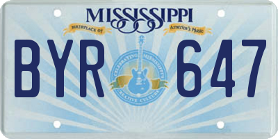 MS license plate BYR647