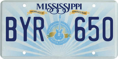 MS license plate BYR650