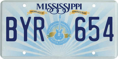 MS license plate BYR654