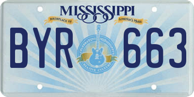 MS license plate BYR663